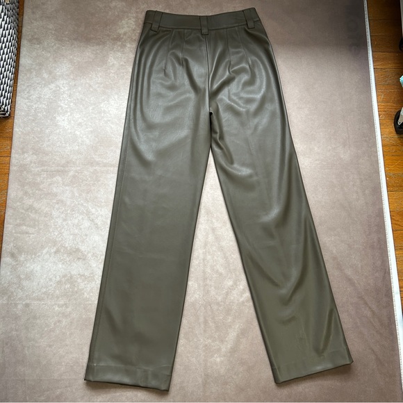 NWOT Zara Vegan Faux Leather Mushroom Brown High Waisted Straight Leg Pants S - Picture 5 of 5